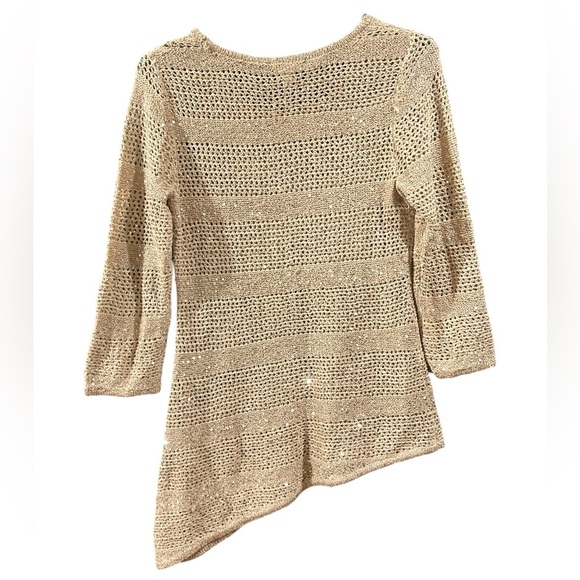 Gold Sequin Knitted Top - Unique & Glamorous ✨ INC, size Large - Picture 2 of 4